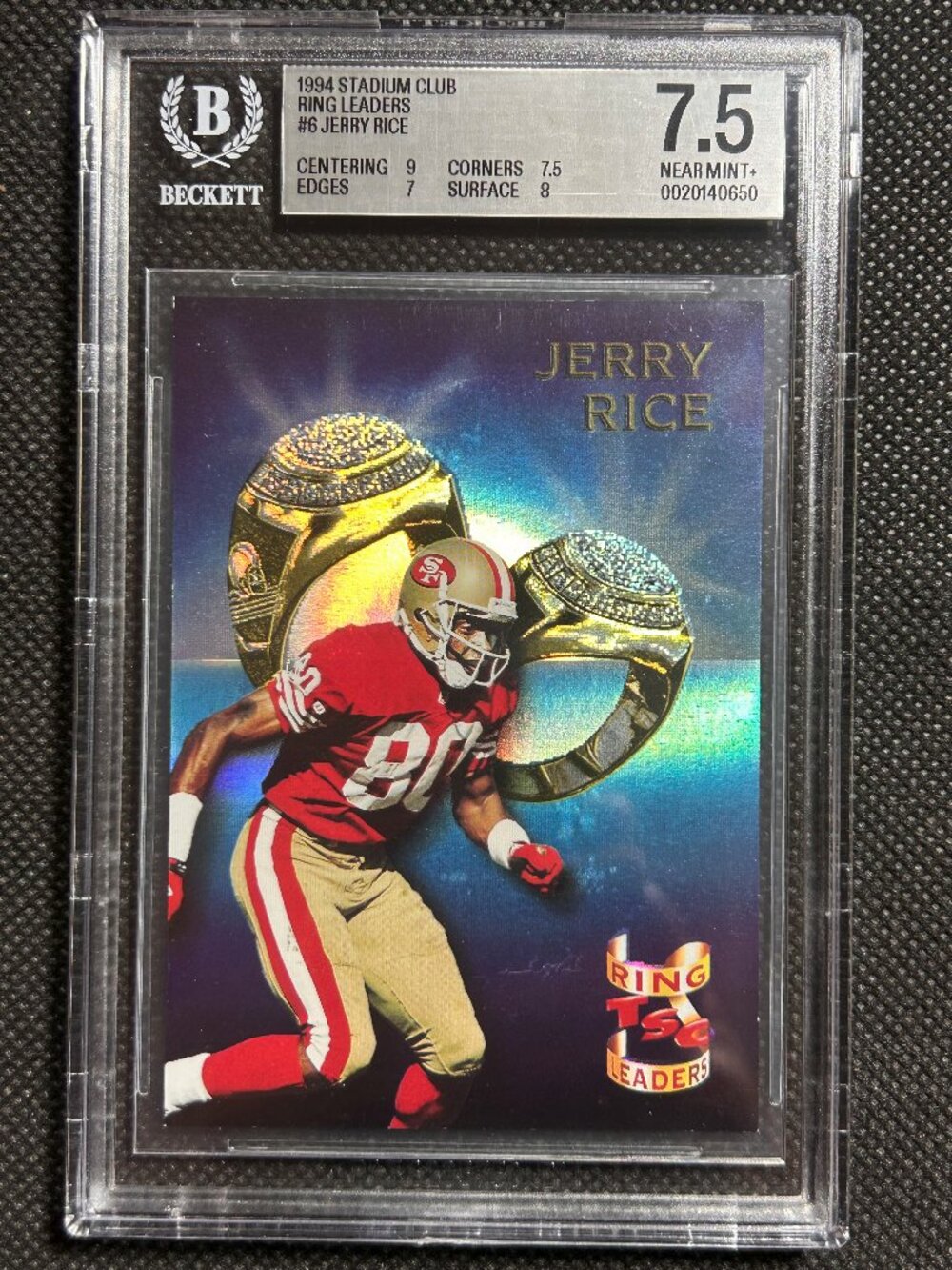 1994 STADIUM CLUB RING LEADERS RING LEADERS #6 JERRY RICE BGS 7.5 NM+